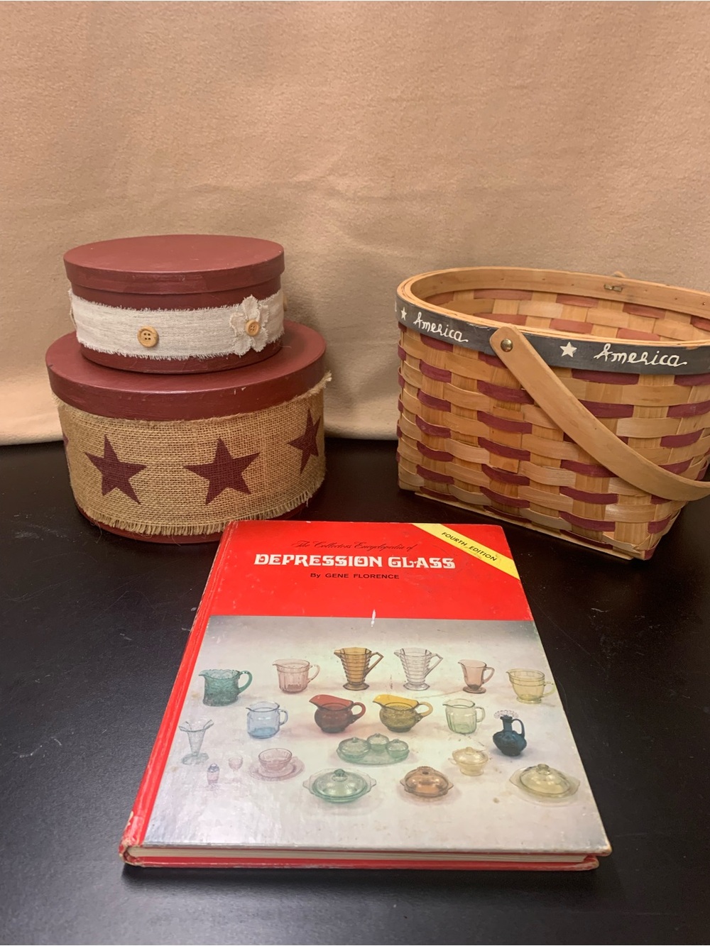 Patriotic Red and Natural Decorative Storage Set - Home Accents